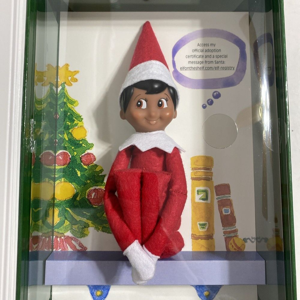 Elf On The Shelf Brown Eyed Dark Skin Boy Doll Figure And Story Book Boxed New - Picture 10 of 10